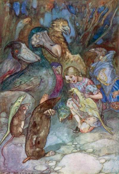 Illustration til Alice i Eventyrland (farve litho) af Albert Edward Jackson
