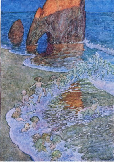 De satte ham i midten og dansede omkring ham, fra The Water Babies pub. af Humphrey Milford Oxford University Press, ca. 1930 (farve litho) af Albert Edward Jackson