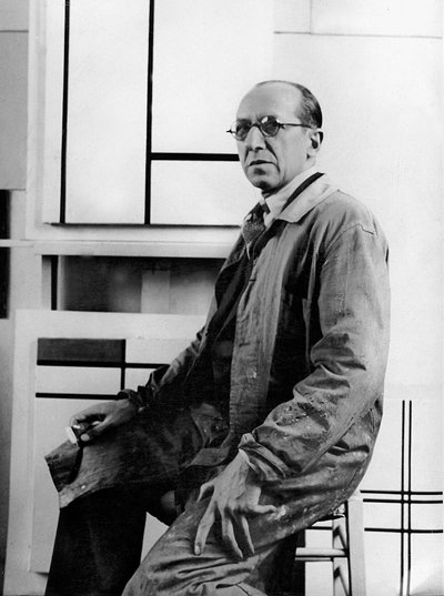Piet Mondrian i sit studie på 26 avenue du Depart af Albert Eugene Gallatin