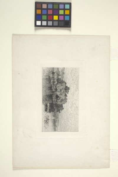 Landskab med sø (blæk) af Albert Fitch Bellows
