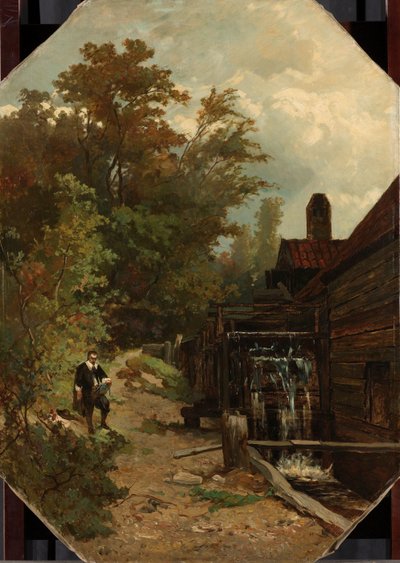 Jacob van Ruisdael tegner en vandmølle af Albert Gerard Bilders