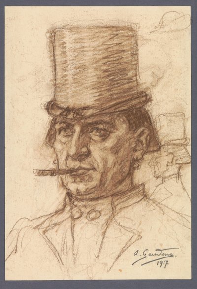 Portræt af en ukendt mand af Albert Geudens (signed by artist)