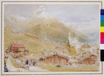 Engelberg, søndag morgen, ca. 1909-11 (pen og blæk, wc) af Albert Goodwin