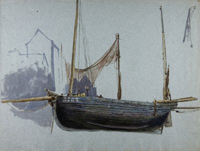 Fiskerbåd 57BX (akvarel og kropsfarve på tonet papir) af Albert Goodwin