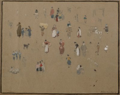 Going to Market (akvarel og blyant med bodycolour på tonet papir) af Albert Goodwin