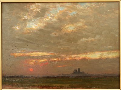 Lincoln Cathedral ved solnedgang, 1912 af Albert Goodwin