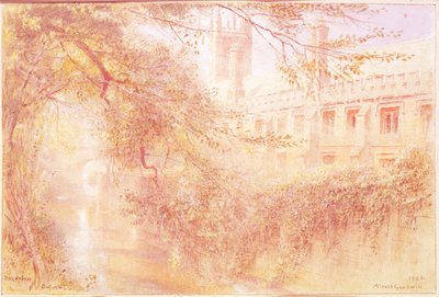 Magdalen College, Oxford, 1904 (wc på papir) af Albert Goodwin