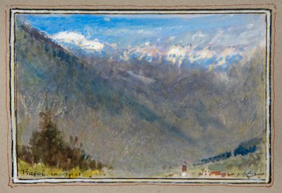 Trafoi i Tyrol (akvarel med bodycolour omgivet af en dekorativ kant) af Albert Goodwin