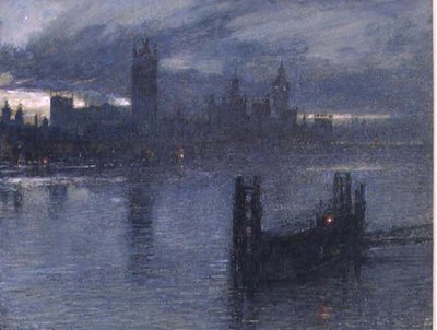 Westminster fra Lambeth Bridge af Albert Goodwin