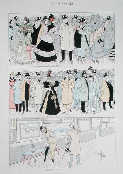 Galleriåbninger, ca. 1900 (farve litho) af Albert Guillaume