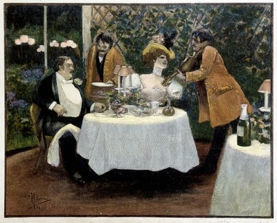 Restaurant, tegning af Guillaume af Albert Guillaume