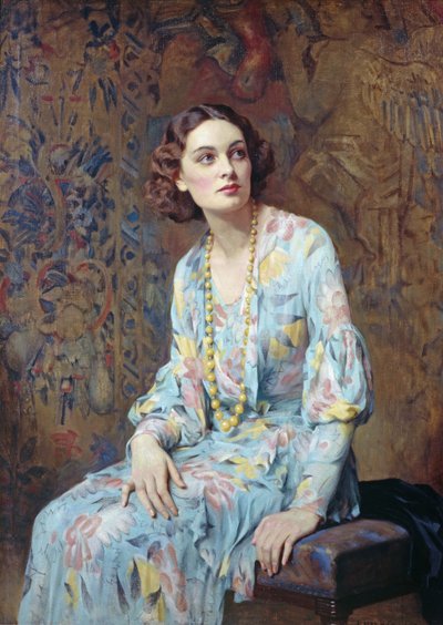 Portræt af en dame (olie på lærred) af Albert Henry Collings
