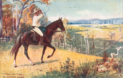 Australske typer: Boundary Rider (farvelitografi) af Albert Henry Fullwood