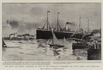 For Queen and Empire, afgang fra en del af det australske kontingent til Sydafrika fra Melbourne af Albert Henry Fullwood