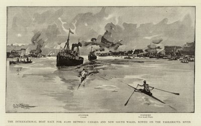 International Boat Race for £1.000 mellem Canada og New South Wales, roede på Parramatta-floden af Albert Henry Fullwood