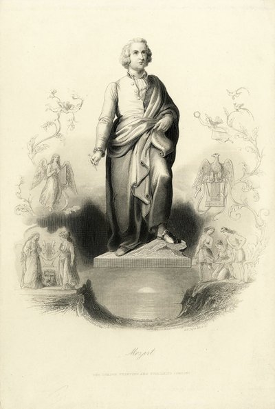Mozart-monumentet på Mozartplatz, 1842. af Albert Henry Payne