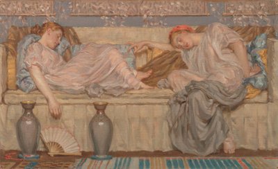 Perlestudie, To kvinder på en sofa, 1875, ca. 1875. af Albert Joseph Moore