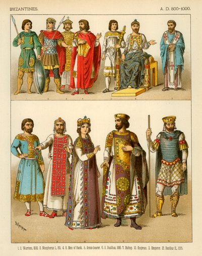 Byzantinsk kostume 800-1000 e.Kr af Albert Kretschmer