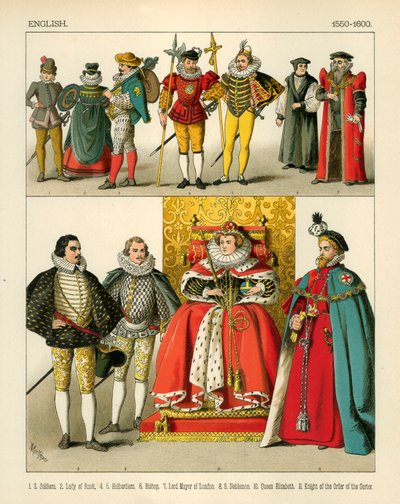 Engelsk Kostume 1550-1600 af Albert Kretschmer