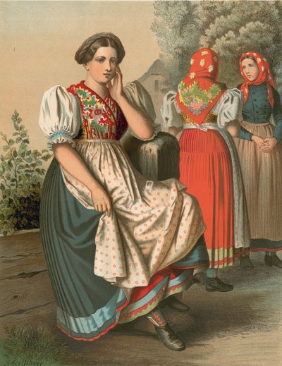 Tysk kostume, Schlesien, Tzarnowany af Albert Kretschmer