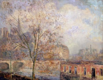 VORES FRU AF PARIS I EFTERÅR - XIX / XX ÅRHUNDREDE - FRANSK IMPRESSIONISME af Albert Lebourg