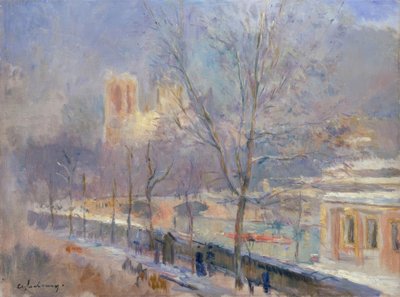 Notre-Dame de Paris set fra Quai de la Tournelle, effekt af n af Albert Lebourg