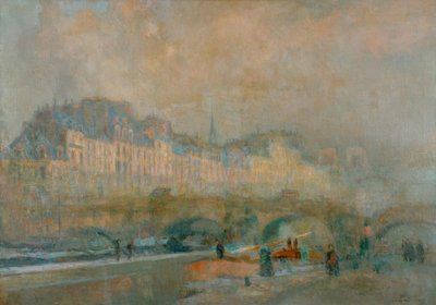 Paris, slusen ved La Monnaie; Vintersol eller udsigt over Po af Albert Lebourg