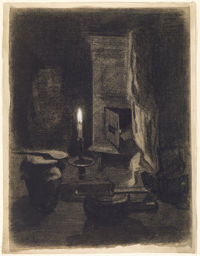 Stilleben med stearinlys af Albert Lebourg