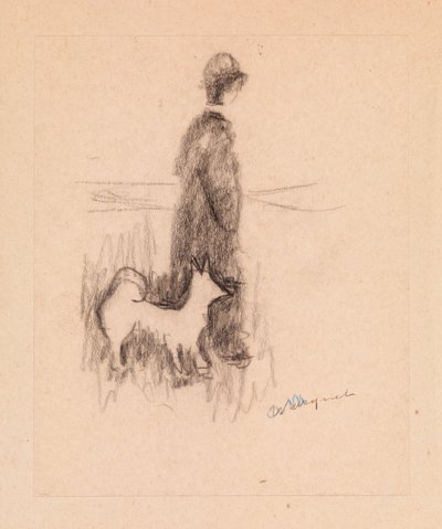 Figur med en hund (tegning på papir) af Albert Marquet