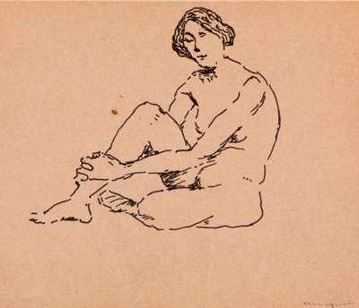 Nøgen siddende (pen og blæk på papir) af Albert Marquet
