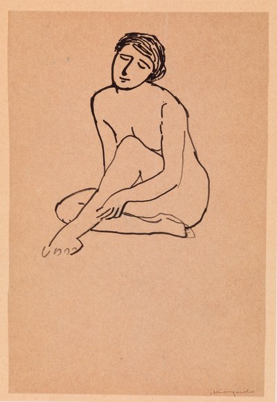 Nøgen kvinde sidder (pen og blæk på papir) af Albert Marquet