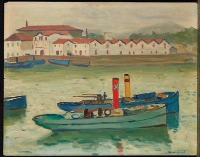 Saint-Jean-de-Luz, Fiskerbåd (olie på panel) af Albert Marquet