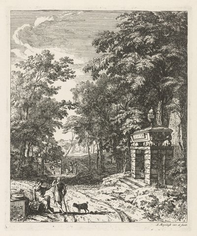 To personer ved et gravmonument Landskaber (serietitel) af Albert Meyering