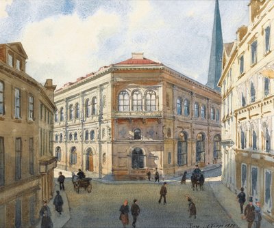 ""Portræt af Riga-børsen i Letland"" (Udsigt over Riga-børsen) Akvarel af Albert Benois (1852-1936) - 1880 Dim 22,5x27 cm Privat samling af Albert Nikolaevich Benois