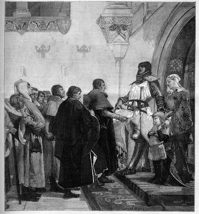 Renaud af Bourgogne giver borgerne i Belfort portoen. Renaud de Bourgogne (død i 1321) havde brug for penge til at føre sin krig mod kejser Rodolphe I af Det Hellige Rige, og befriede byen Belfort i 1307, v.h.a. af Albert Pierre Rene Maignan