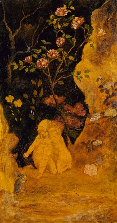 Panel til en skærm: Børn skræmt af en kanin af Albert Pinkham Ryder