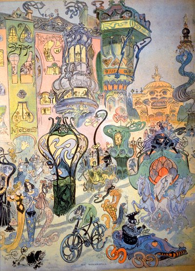 En gade i moderne stil af Albert Robida
