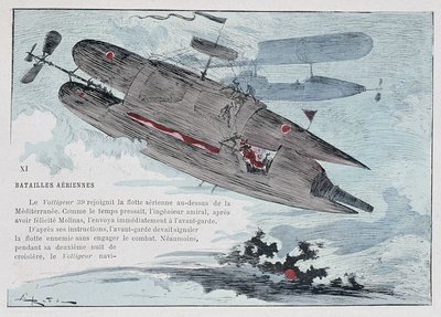 Et luftskib: Voltigeur 39 - i "" krigen i det tyvende århundrede"" af Robida af Albert Robida