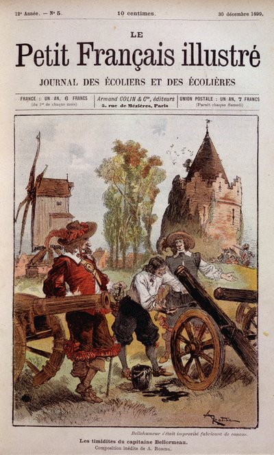 Bellehumeur havde improviseret producent af Canon - The shyness of Captain Bellormeau af Robida. Forside "" Den lille franskmand Illustré"" af 30/12/1899. af Albert Robida