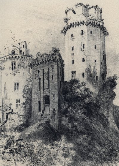 Fæstning af Largoet (Elvernes tårne) - Det gamle Frankrig - Bretagne - tekst, tegninger og litografier, af Albert Robida (1848-1926) udateret sidst i det 19. århundrede af Albert Robida