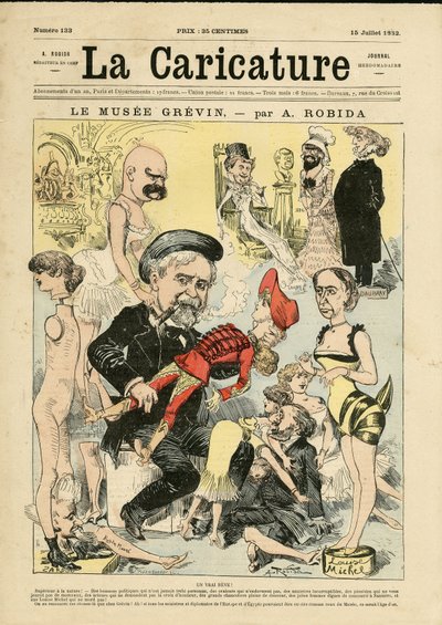 Illustration af Albert Robida (1848-1926) til forsiden af La Caricature (1880) af Albert Robida