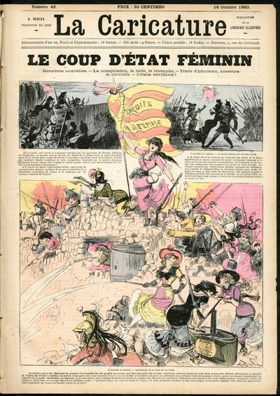Illustration af Albert Robida (1848-1926) til forsiden af La Caricature (1880) af Albert Robida
