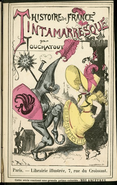 Illustration af Albert Robida (1848-1926) i Histoire de France tintamarresque, ca. 1880 - Historie, Dans af Albert Robida