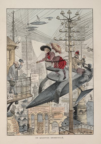 Illustration til det tyvende århundrede: Elektrisk liv af Albert Robida