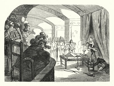Inkvisitionen i Frankrig under Frans I (kobberstik) af Albert Robida