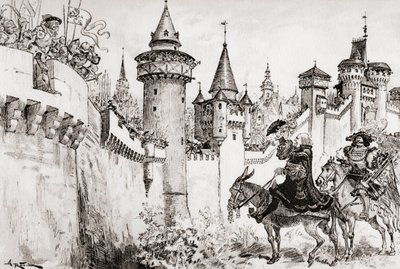 La Harangue Faite Par Ulric Gallet En Picrochole eller harangen leveret af Ulric Gallet til Picrochole. af Albert Robida