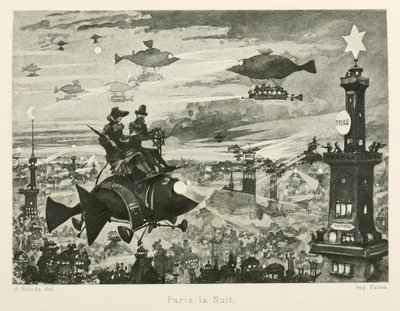 Paris om natten, det tyvende århundrede, 1880. af Albert Robida