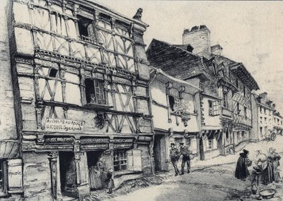 Rue Fardel a Saint Brieuc (Saint-Brieuc) - Det gamle Frankrig - Bretagne - tekst, tegninger og litografier, af Albert Robida (1848-1926) udateret slutningen af 1800-tallet af Albert Robida