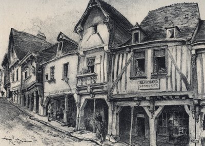 Rue Poterie a Fougeres i departementet Ille-et-Vilaine - La vieille Frankrig - La Bretagne - tekst, tegninger og litografier, af Albert Robida (1848-1926) af Albert Robida