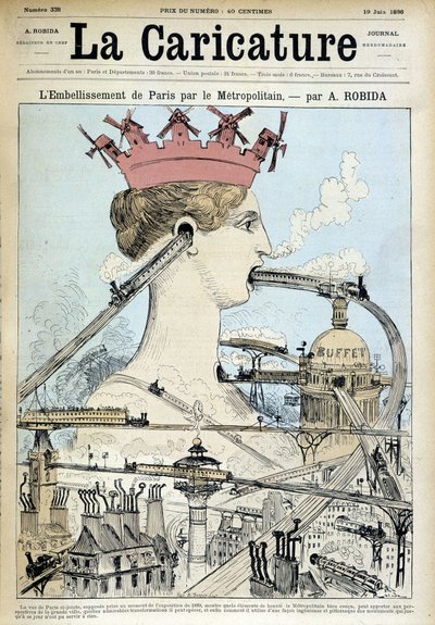 Forskønnelsen af Paris ved metroen - af Robida, i "" La Caricature"" af 19/06/1886 af Albert Robida